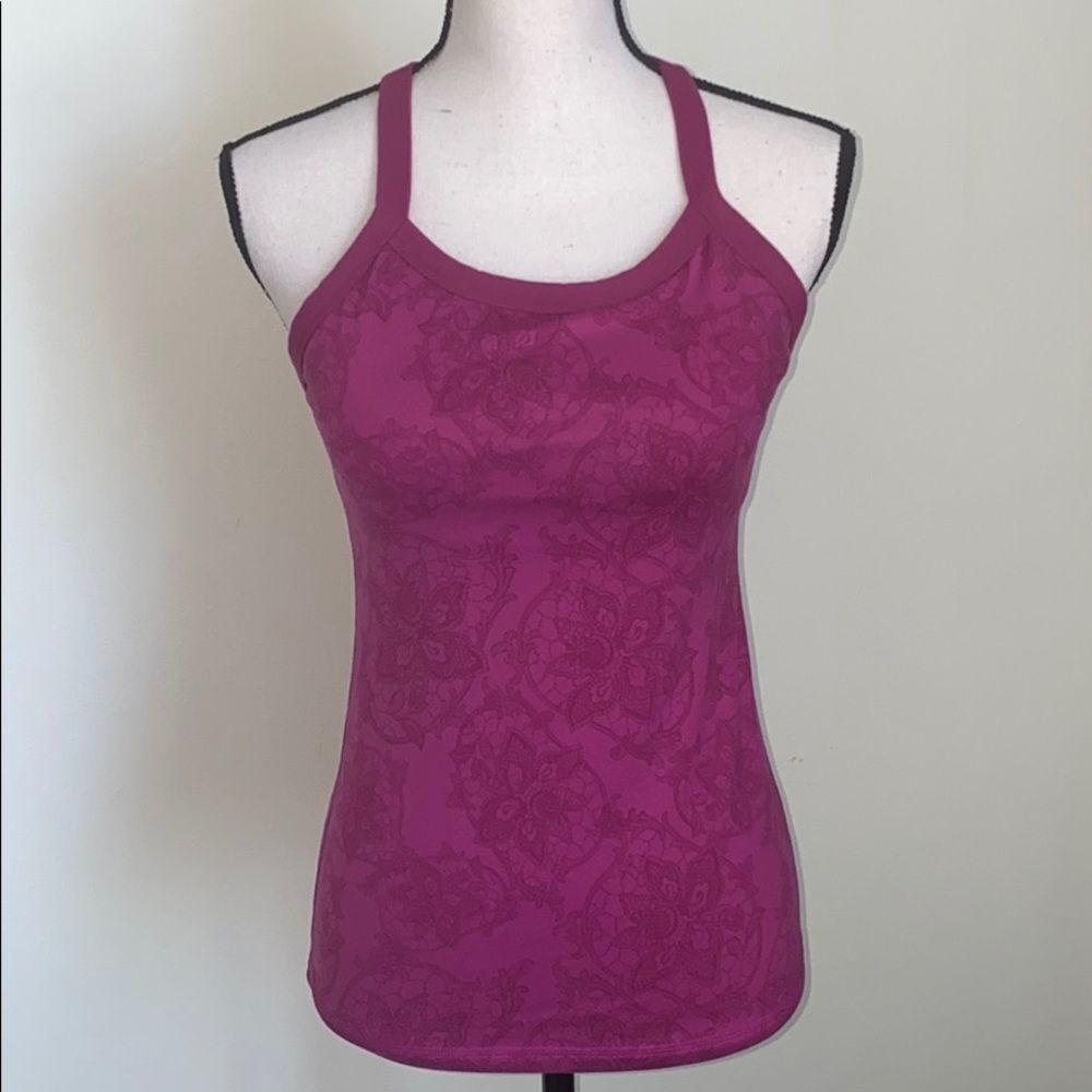 Lululemon Pink Floral Cool Racerback Tank Top Sz 6